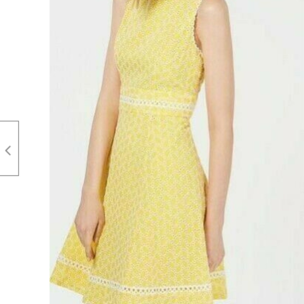 Calvin Klein Eyelet A-Line Dress 🌹🌹 White Yellow sz4